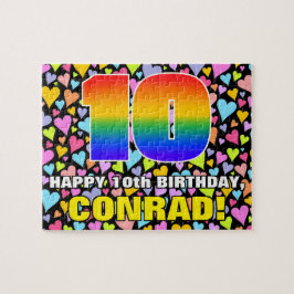 10. Geburtstag — Spaß, Liebende Herzformen + "10" Puzzle