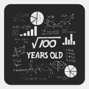 10. Geburtstag Square Root Mathe 10 Jahre alt Tag Quadratischer Aufkleber