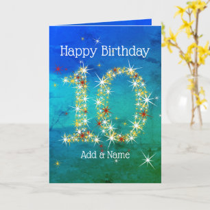 10. Geburtstag - Startnummern - Blau grün - Alter  Karte