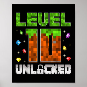 10. Geburtstag Stufe 10 Entsperrte Kinder 10 Jahre Poster