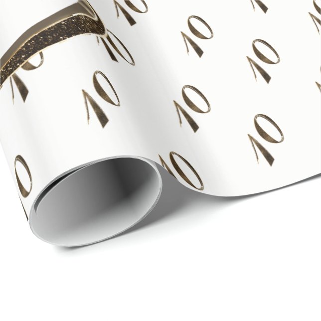 10. Geburtstag Tin Hochzeit Jubiläum Elegant Gold Geschenkpapier (Rolleneckpunkt)