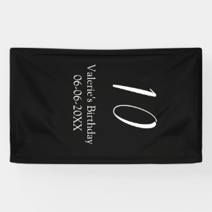 10. Geburtstag weiß schwarz Name Datum Kalligrafie Banner