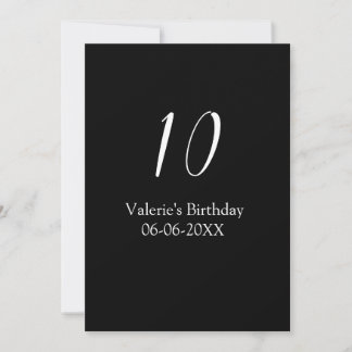 10. Geburtstag weiß schwarz Name Datum Kalligrafie Einladung