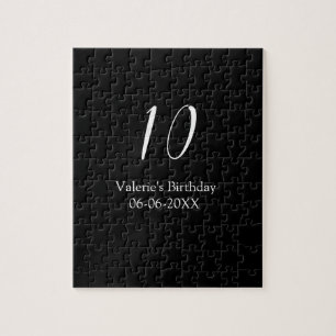10. Geburtstag weiß schwarz Name Datum Kalligrafie Puzzle
