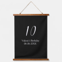 10. Geburtstag weiß schwarz Name Datum Kalligrafie