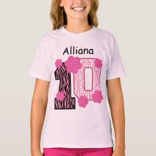 10. Geburtstagrosa Zebra-individueller Name V025A2 T-Shirt