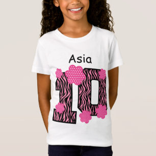 10. Geburtstagrosa Zebra-individueller Name V025A3 T-Shirt