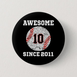 10. Geburtstags Baseball Liebhaber Geschenk 10 Jah Button