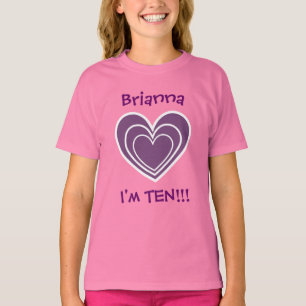 10. Geburtstags-lila Herzen V03A T-Shirt