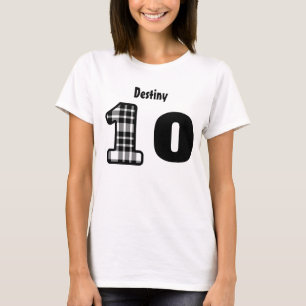 10. Geburtstags-Mädchen karierte oder 10 bis 19 T-Shirt