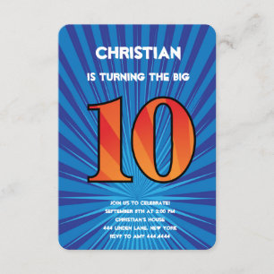 10. Geburtstags-Party Einladungs-Junge Einladung