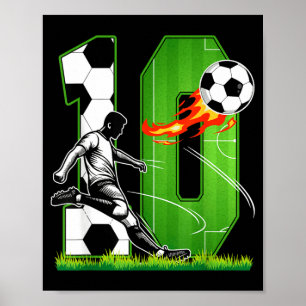 10. Geburtstags-Sportparty 10 Jahre alte Fußballma Poster