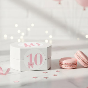 10. Geburtstags-Sticker Mädchen Rosa Schleife Runder Aufkleber