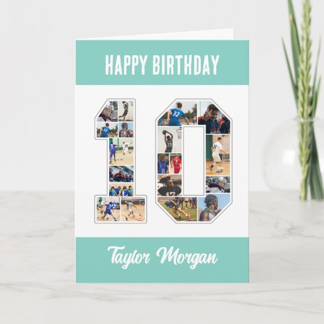 10. Geburtstagsfeier 10. FotoCollage Karte (Vorderseite)