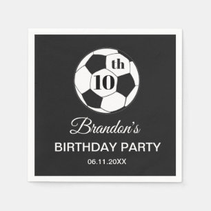 10. Geburtstagsfeier Fußball Schwarz Jungen Sport Serviette