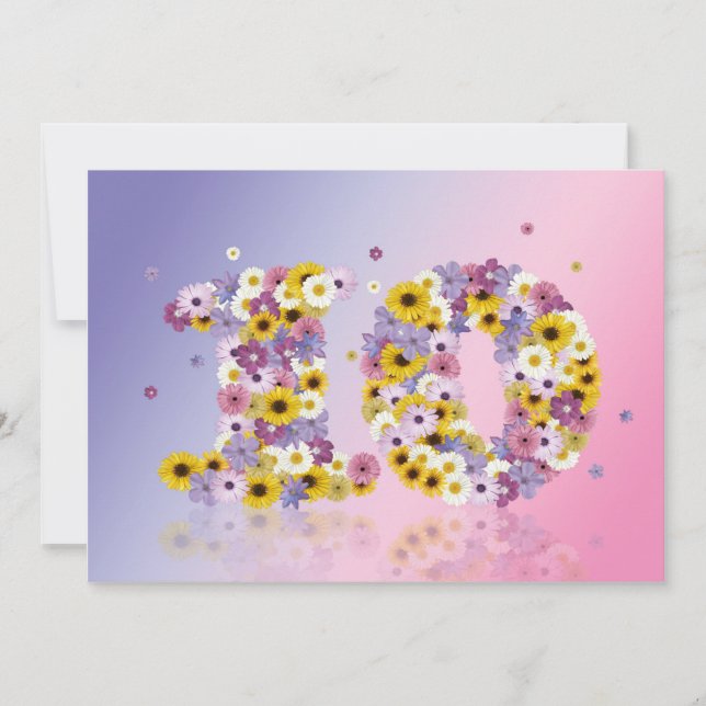 10. Geburtstagsfeier mit Blumenbriefen Einladung (Vorderseite)