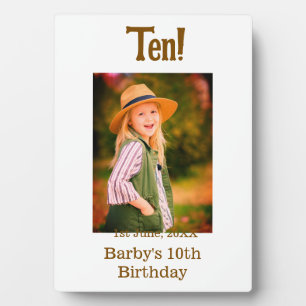10. Geburtstagsfoto Name Datum einfach braun beige Fotoplatte