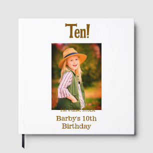 10. Geburtstagsfoto Name Datum einfach braun beige Gästebuch
