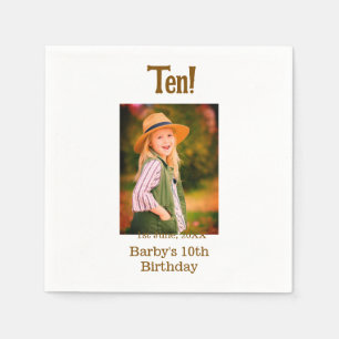 10. Geburtstagsfoto Name Datum einfach braun beige Serviette