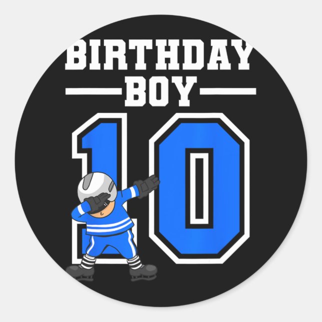 10. Geburtstagsgeschenk 10 Vintag Hockey Geburtsta Runder Aufkleber (Vorderseite)