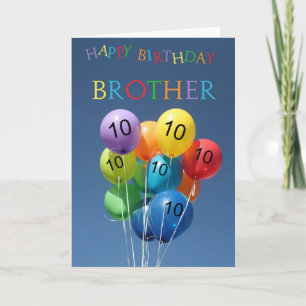 10. Geburtstagskarte farbige Ballons Bruder Karte