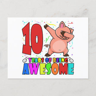 10. Geburtstagsparty Dabbing Pig - 10 Jahre alter  Postkarte