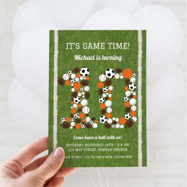 10. Geburtstagsparty Einladung (Sports 10th Birthday Invitation)