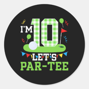 10. Geburtstagsparty Golf Boy Zehn Jahre alter Gol Runder Aufkleber