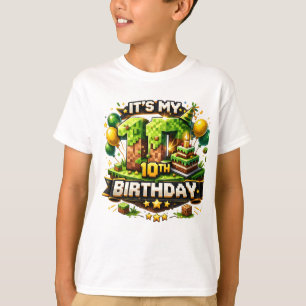 10. Geburtstagsshirt – Pixel-Block-Geburtstagsdesi T-Shirt