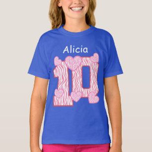10. GeburtstagZebra ROSA Herz-individueller Name 6 T-Shirt
