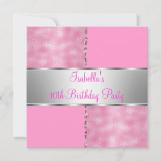 10. Girls Geburtstagsparty Pink White Blume 2 Einladung