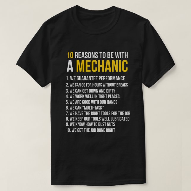 10 Gründe für ein mechanisches, lustiges Geschenk T-Shirt (Design vorne)