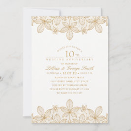 10. Hochzeit Jubiläum Elegantes Goldenes Treiben Einladung