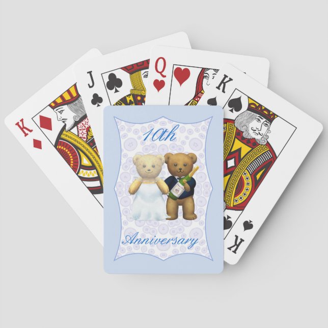 10. Hochzeit Jubiläum Teddy Bear Couple Spielkarten (Rückseite)