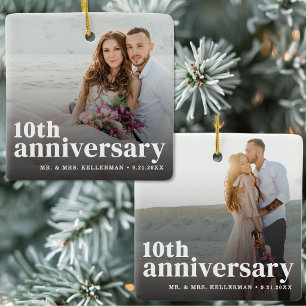 10. Hochzeitsjubiläum Paar Foto Keramikornament