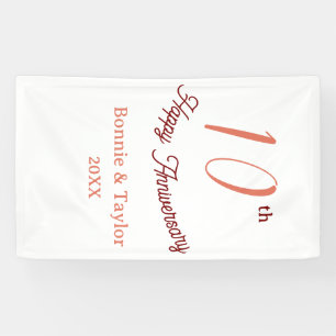 10. Hochzeitsjubiläum Pfirsich Pastell Name Retro Banner