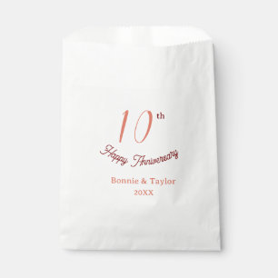 10. Hochzeitsjubiläum Pfirsich Pastell Name Retro Geschenktütchen