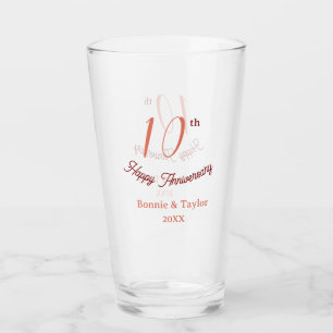 10. Hochzeitsjubiläum Pfirsich Pastell Name Retro Glas