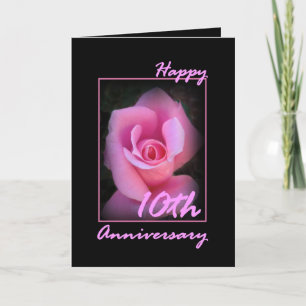10. Hochzeitsjubiläumskarte mit rosa Rosenknospe Karte