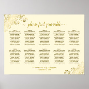 10 Hochzeitskarten-Creme & Gold-Frills Poster