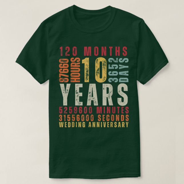 10. Hochzeitstag 10 Jahre alte Ehefrau T-Shirt (Design vorne)