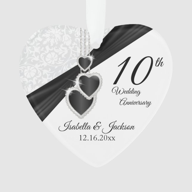 10. Hochzeitstag Andenken-Design Ornament (Vorderseite)