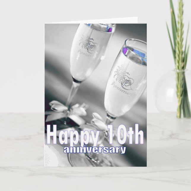 10. Hochzeitstag Champagnerfeier Karte (Vorderseite)