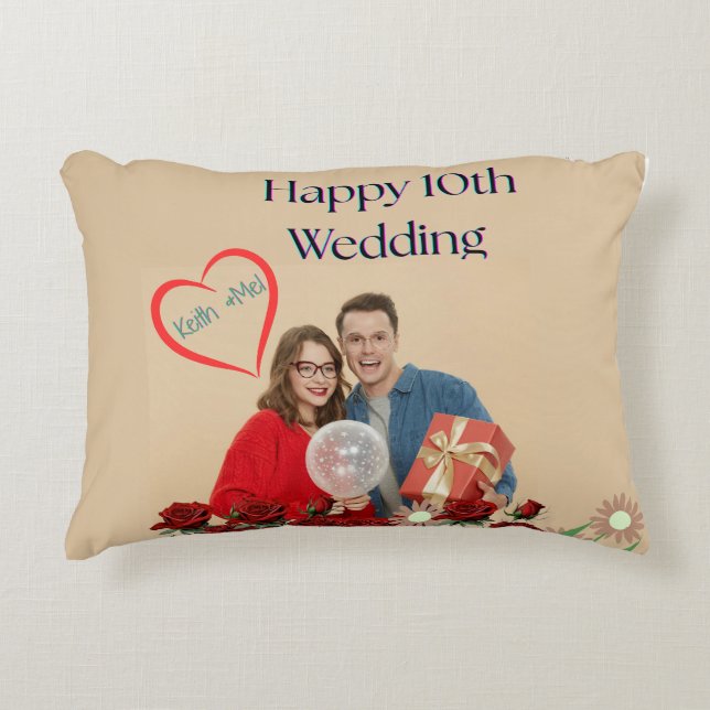 10. Hochzeitstag Dekokissen (Vorderseite)