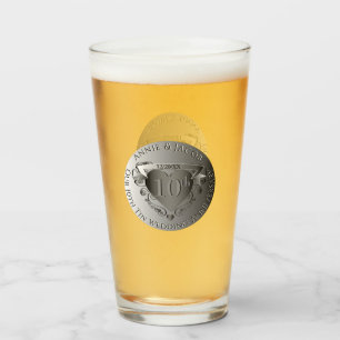 10. Hochzeitstag DoppelZinn-Medaillon-Bild Glas