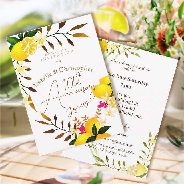 10. Hochzeitstag Einladung Lemon Squeeze (10th Wedding Anniversary Invitation Card)