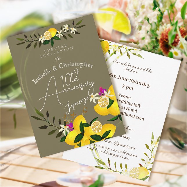 10. Hochzeitstag Einladung Lemon Squeeze (10th Wedding Anniversary Invitation Card)