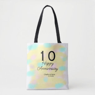 10 Hochzeitstag gelbe Pastellfarbe Name Retro Bo