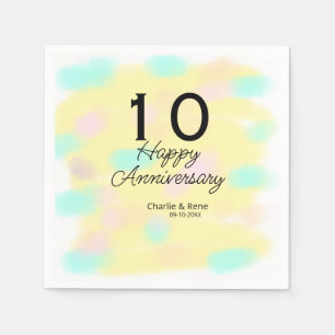 10 Hochzeitstag gelber Pastell-Name Retro Bo Serviette