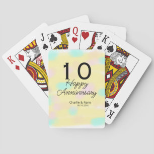 10 Hochzeitstag gelber Pastell-Name Retro Bo Spielkarten